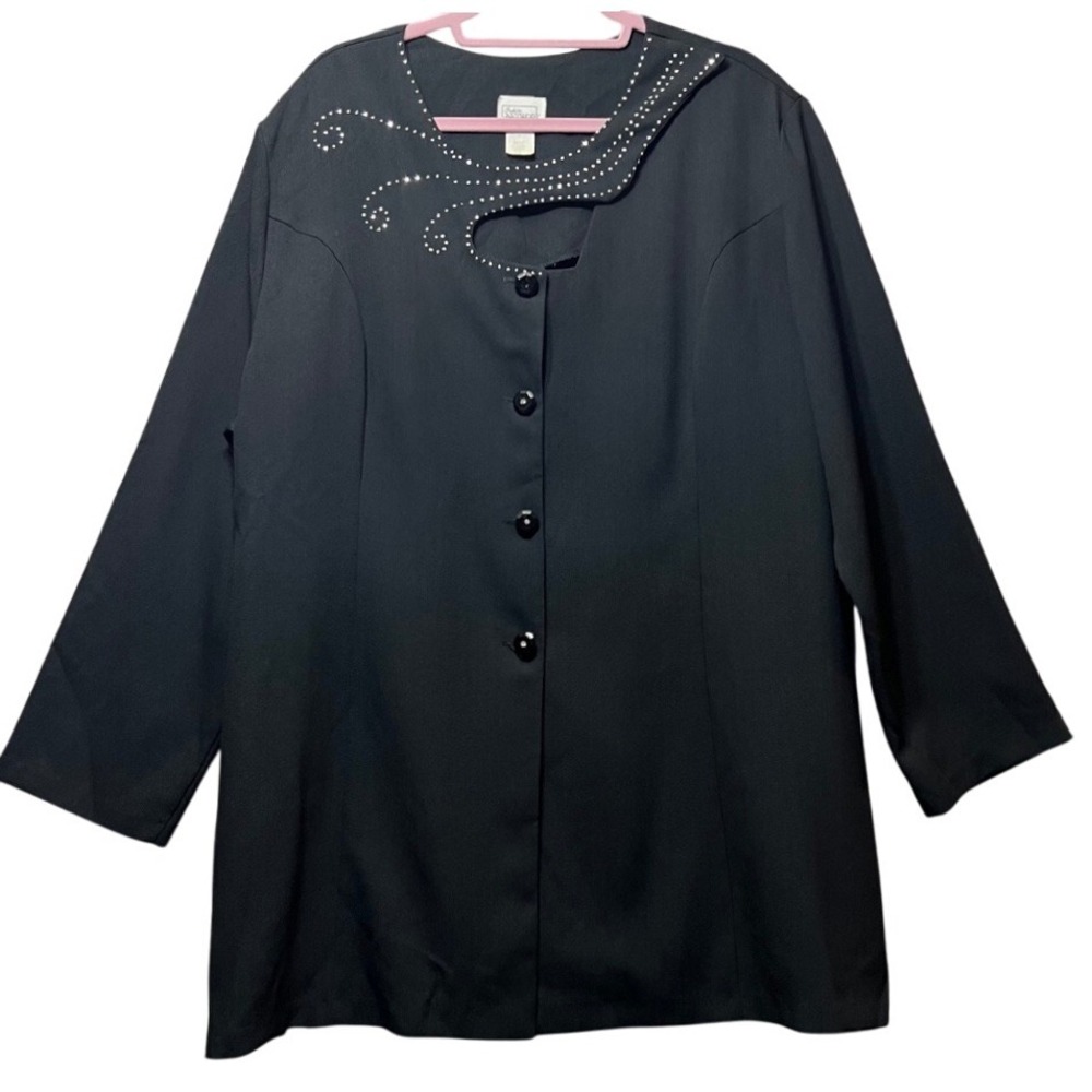 Vintage Embellished Jacket Rhinestone Button Up Blazer 3XL‎ Evening Formal Dress